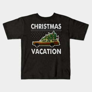 christmas vacation car with christmas tree ugly sweater Kids T-Shirt